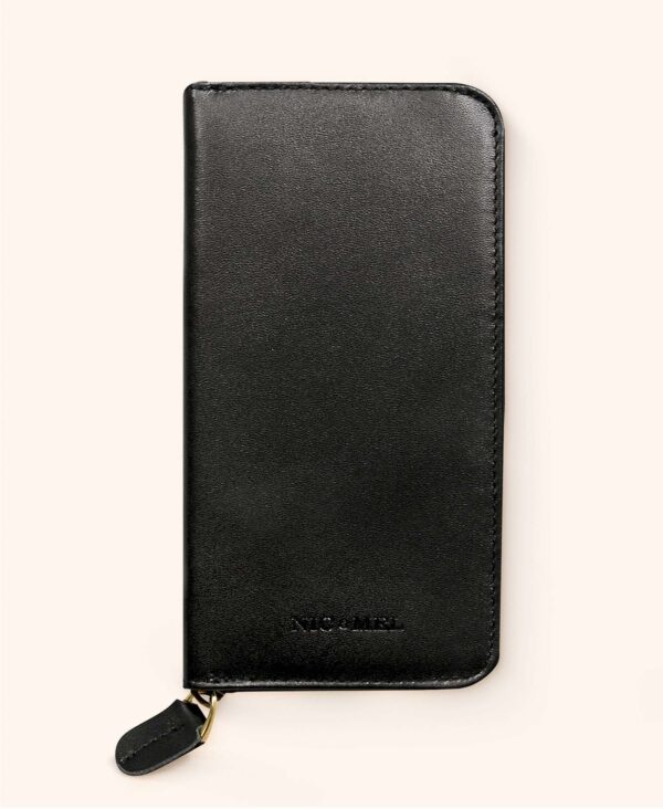 Greg plånboksfodral i svart läder till iPhone - SE 3(2022), Cognac